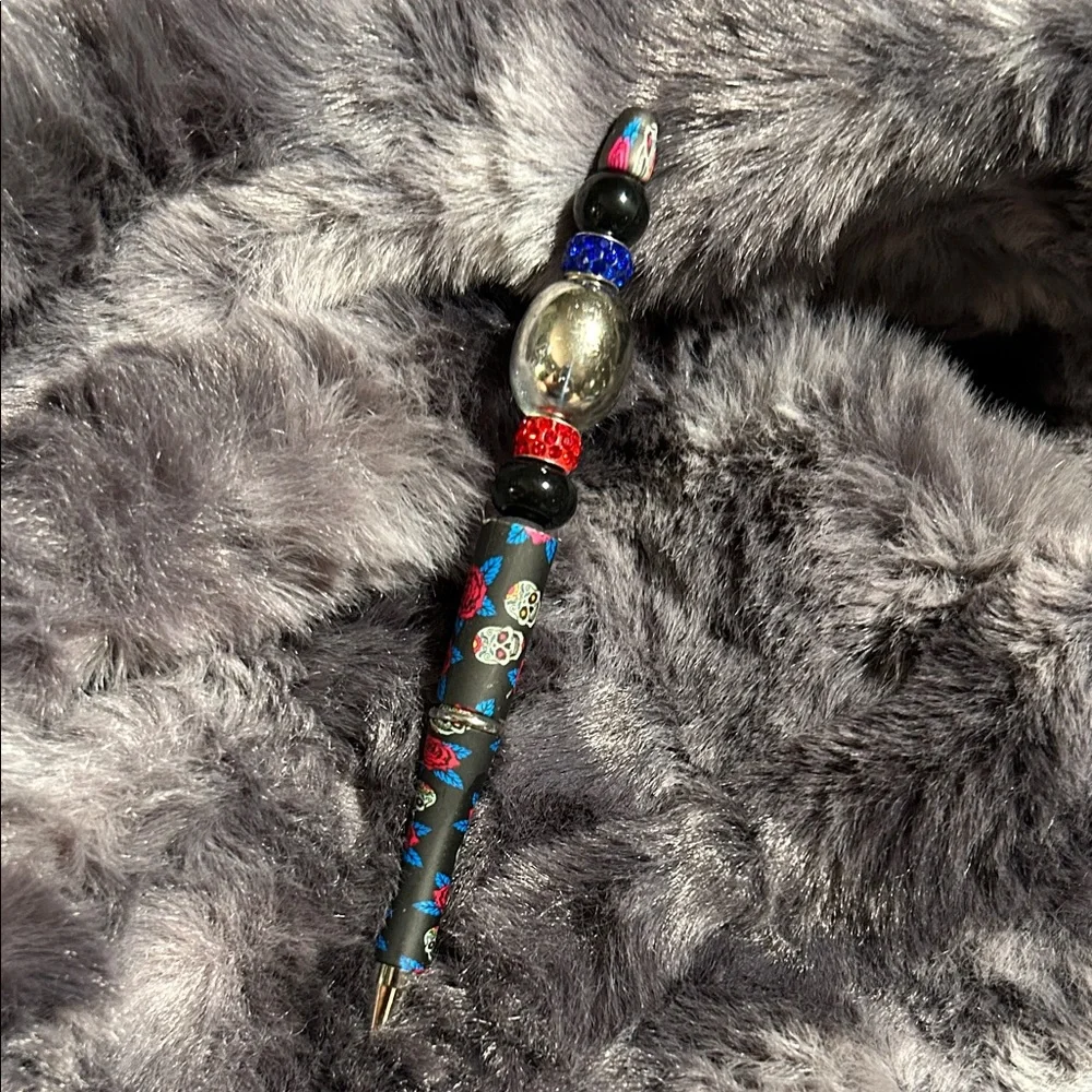 Colorful Beaded Pen with Silver Accents